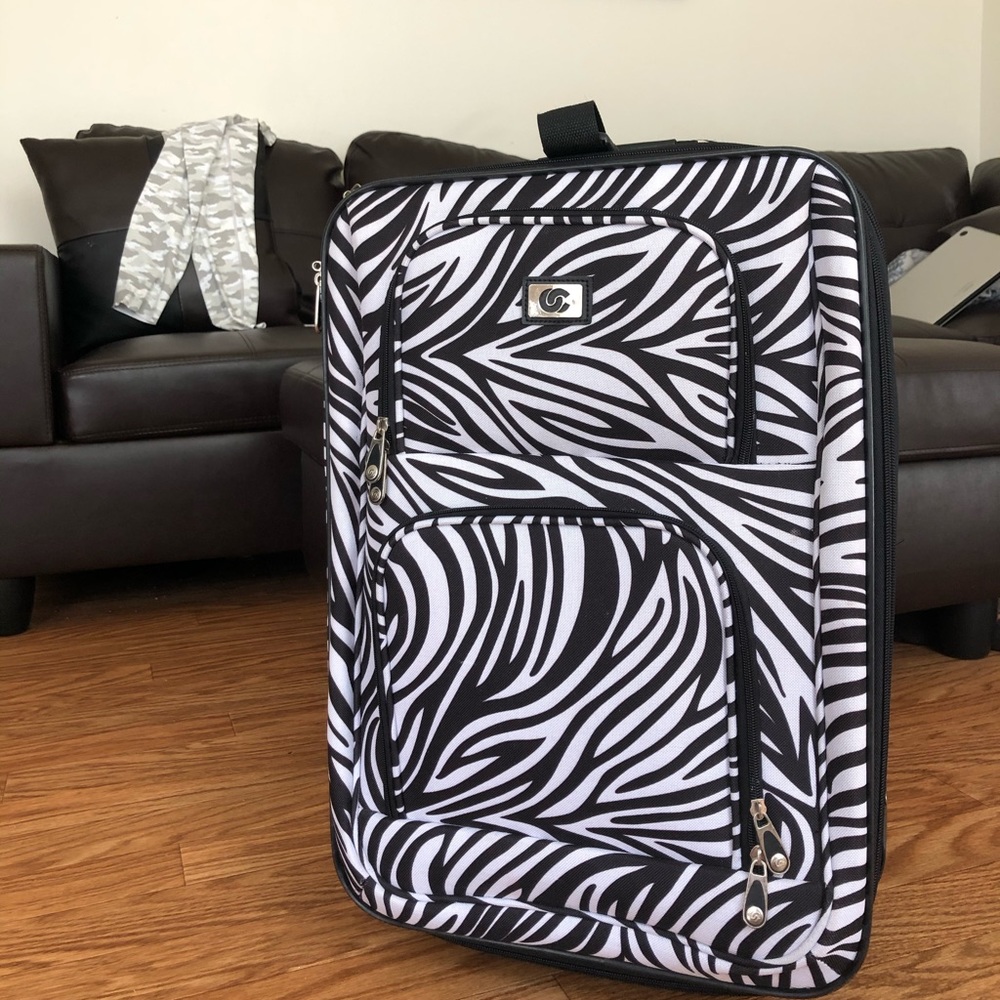 Zebra print suitcase